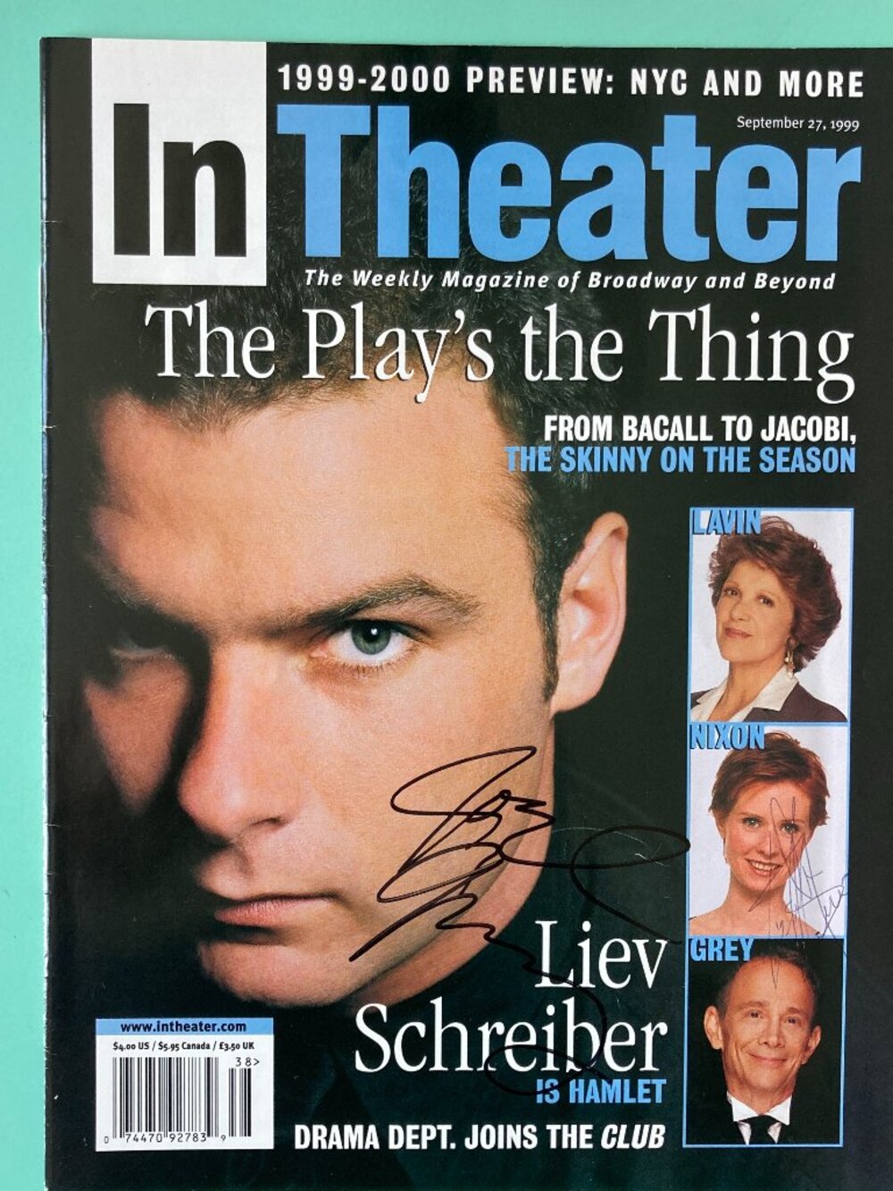 Joel Grey & Cynthia Nixon Signed In Theater Magazine September 27 1999 No Label
